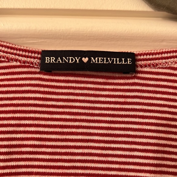 Brandy Melville red/white stripe button front tee - Picture 3 of 6